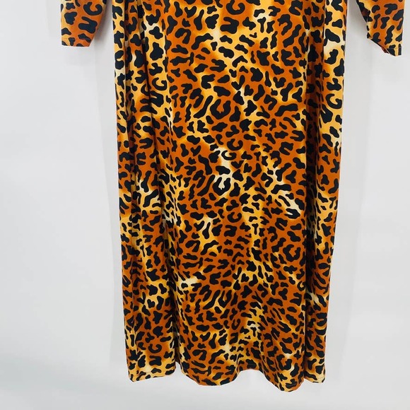 W118 by Walter Baker Orange Leopard Print Long Sleeve V-Neck Maxi Dress Sz M NWT - Picture 8 of 15
